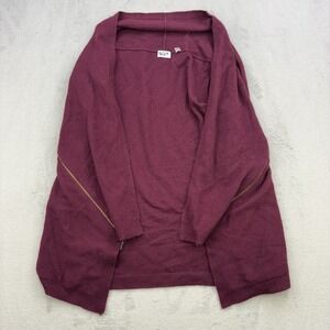 Culture Phit Cardigan Women Medium Purple 100% Cashmere Soft Zipped Sweater Cape